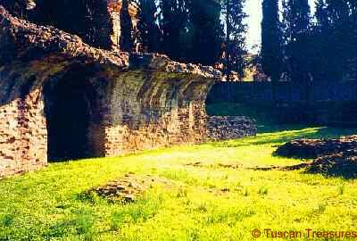 Roman amphitheater ruins in Arezzo - detail